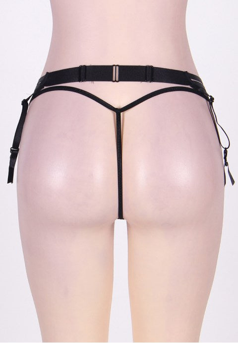 Plus Size Elastic Strappy Garter with G-String