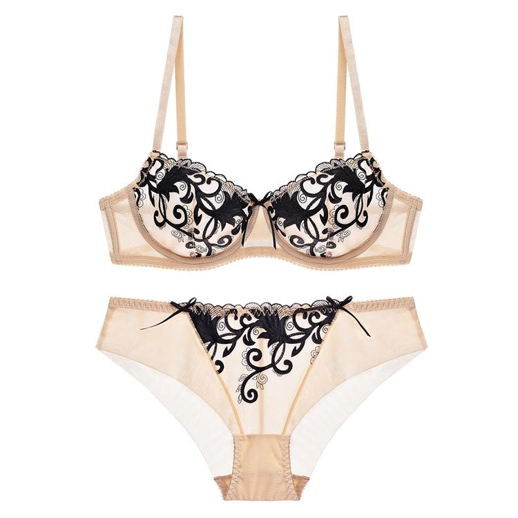 Sheer Lace Underwire Bralette & Thong Set