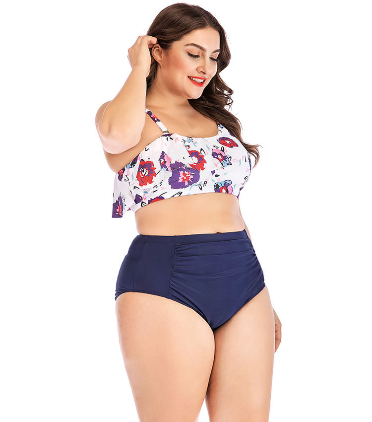 Plus Size Ruffled One Shoulder Bikini Set