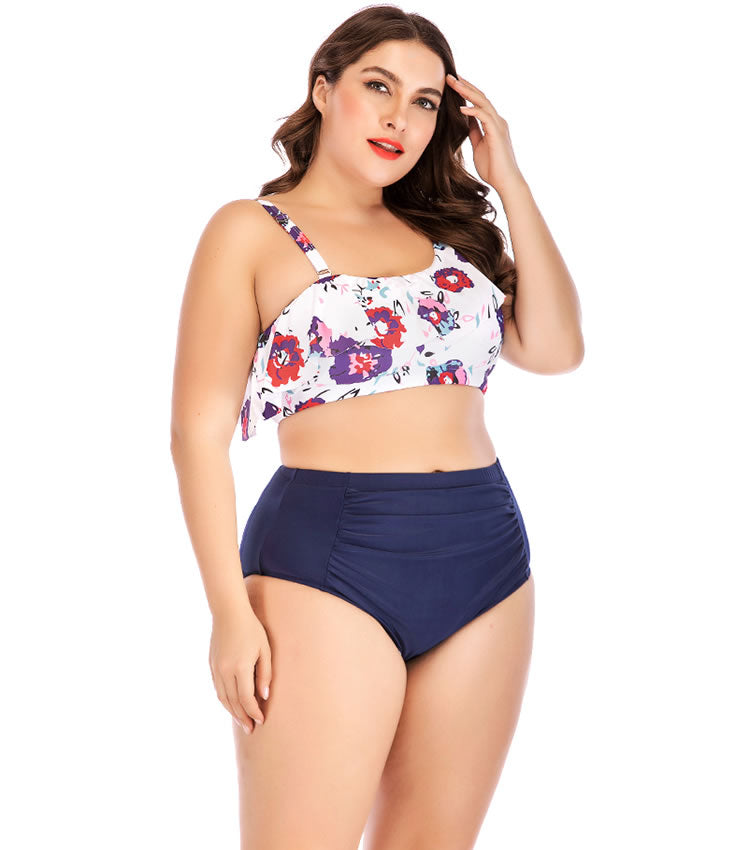 Plus Size Ruffled One Shoulder Bikini Set