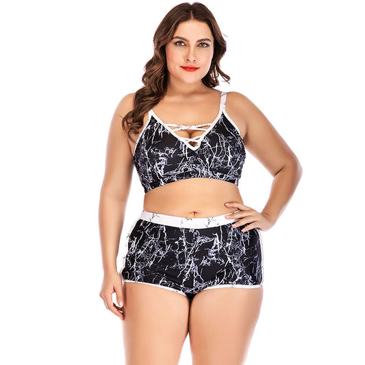 Plus Size Criss-Cross Two Piece Swimsuit