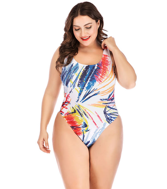 Plus Size Geometric Print Swimsuit