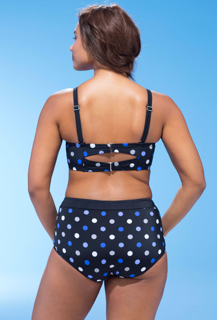 Bikini a vita alta con ferretto e stampa a pois taglie forti