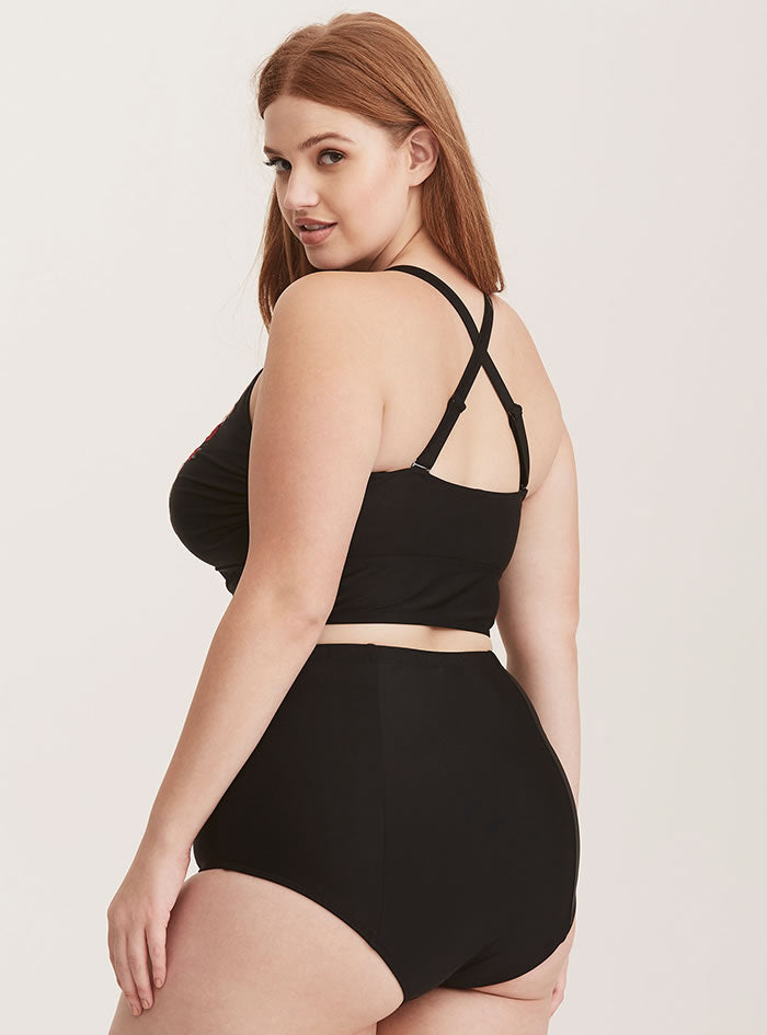 Plus Size Floral High-Waisted Bikini Swimsuit