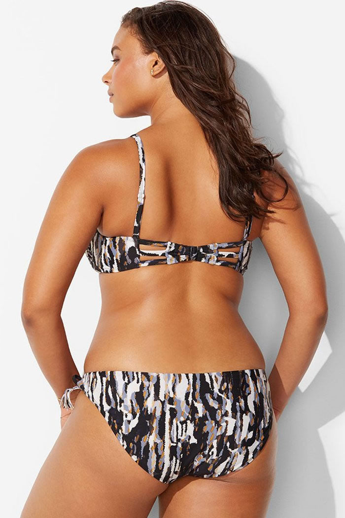 Plus Size Abstract Print Lace-Up Tie Side Bikini