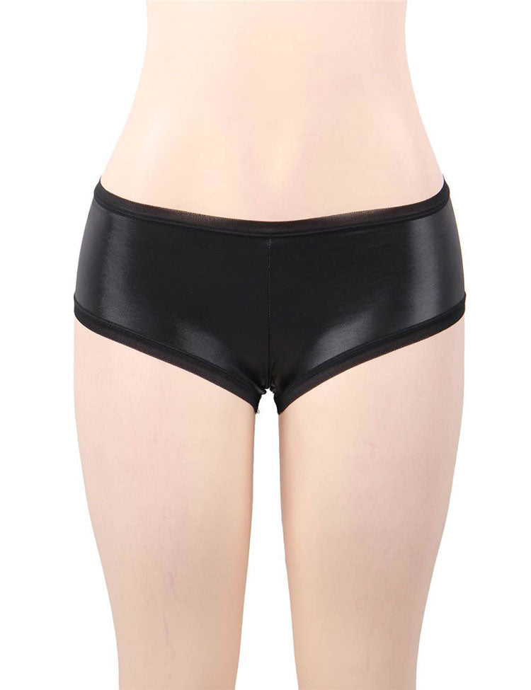 Plus Size Faux Leather Hip Lift Panty