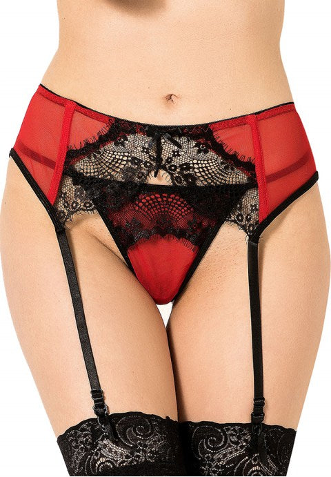 Plus size sheer lace garter panty