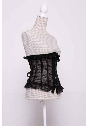 Plus size black sheer lace underbust corset