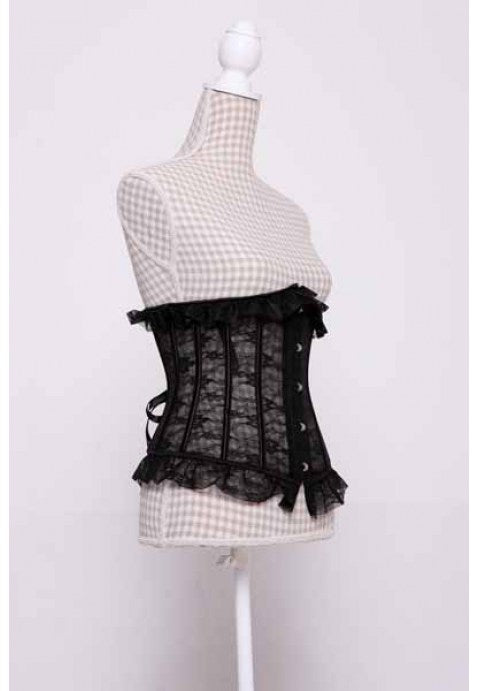 Plus size black sheer lace underbust corset