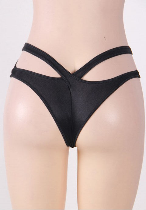 Plus Size Black Open Waist Panty