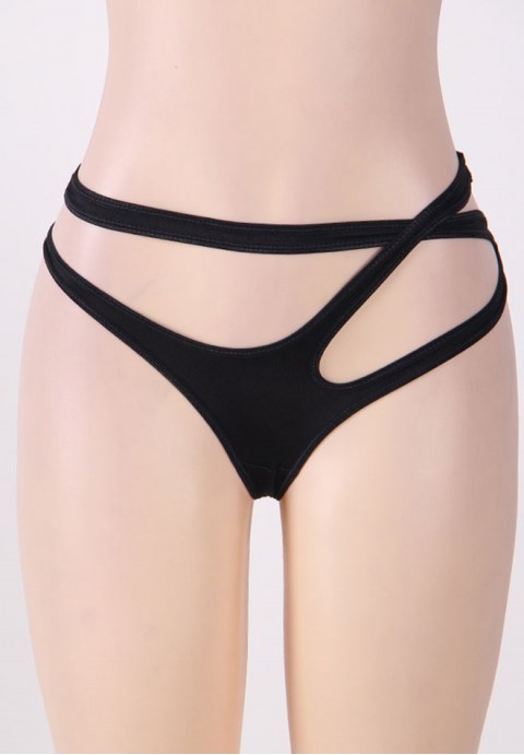 Plus Size Black Open Waist Panty
