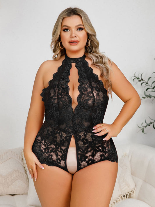 Plus Size Black Sheer Elegance Teddy