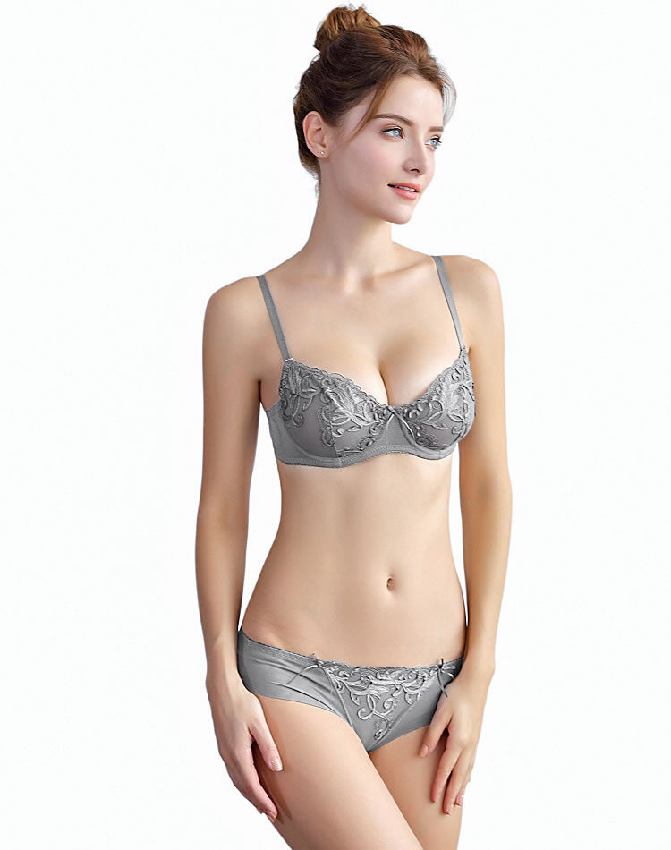 Sheer Lace Underwire Bralette & Thong Set