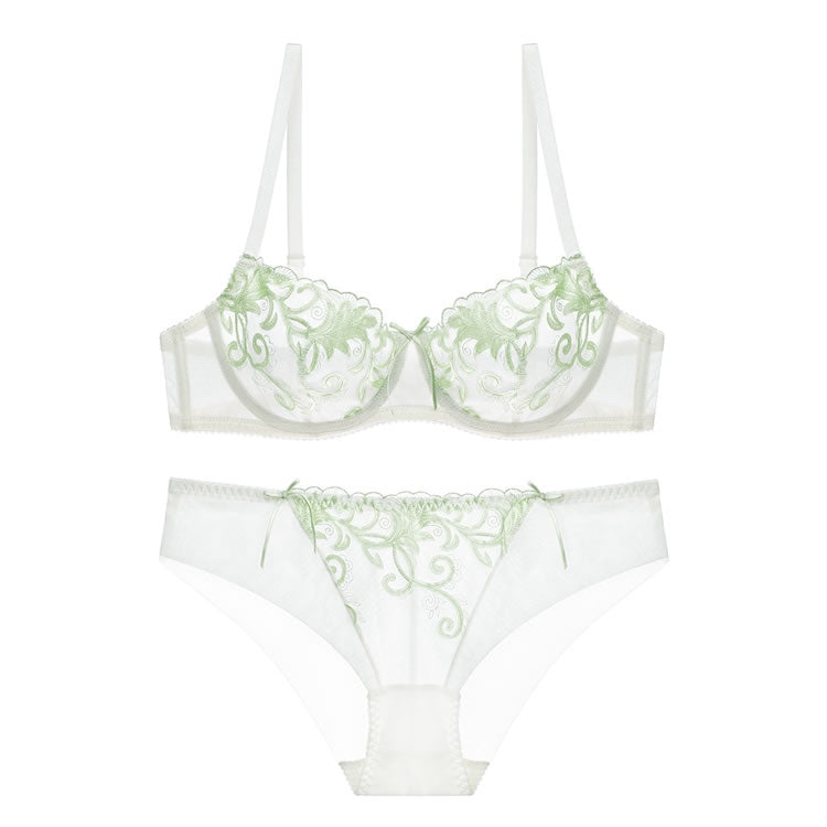 Sheer Lace Underwire Bralette & Thong Set