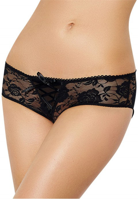 Plus Size Floral Lace Strappy Open Crotch Panty