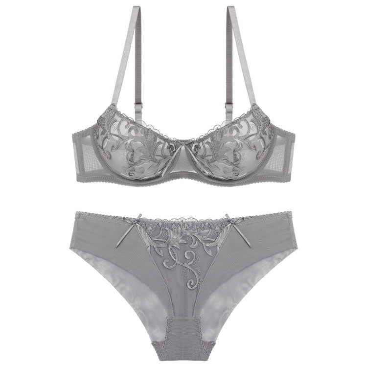 Sheer Lace Underwire Bralette & Thong Set