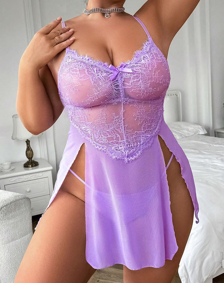 Plus Size Lavender Split-Front Babydoll