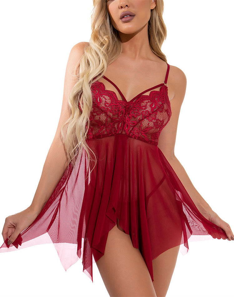 Burgundy Babydoll with Flowing Skirt