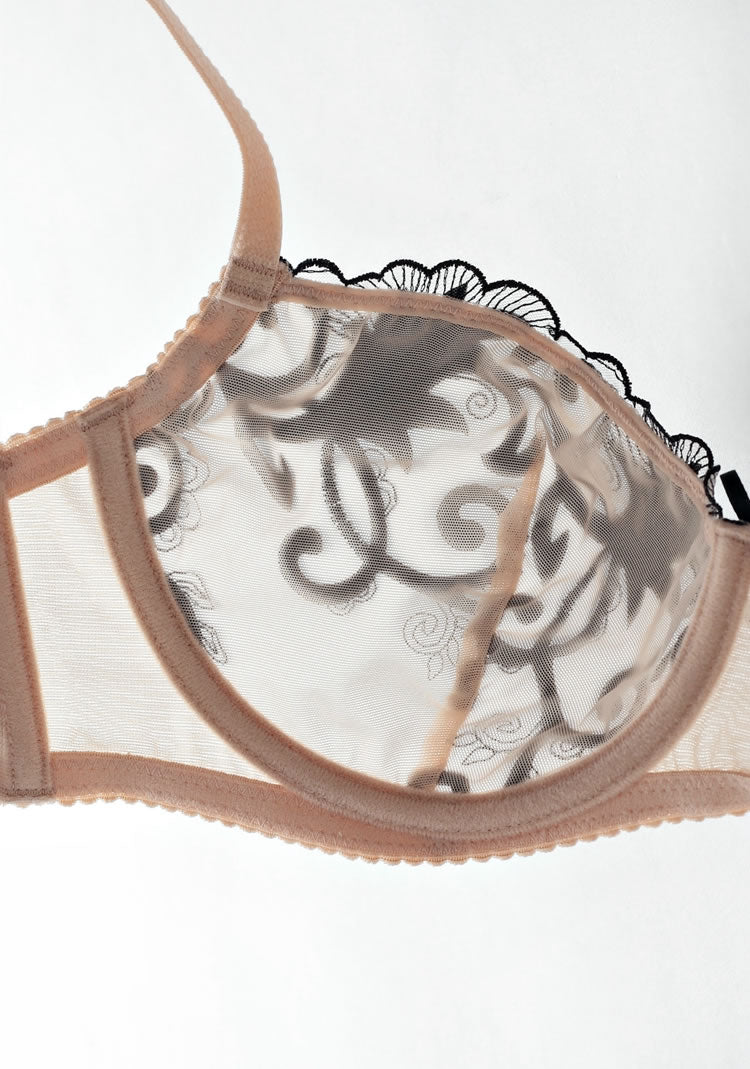 Sheer Lace Underwire Bralette & Thong Set