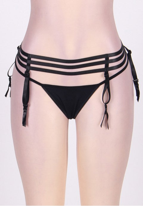Plus Size Elastic Strappy Garter with G-String