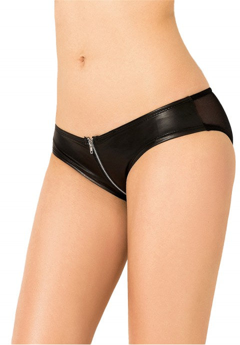 Plus size faux leather zip panty
