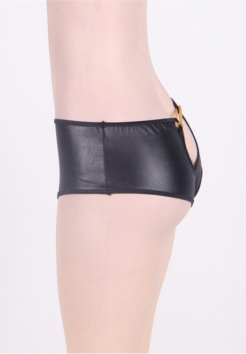 Plus Size Black Faux Leather Panty