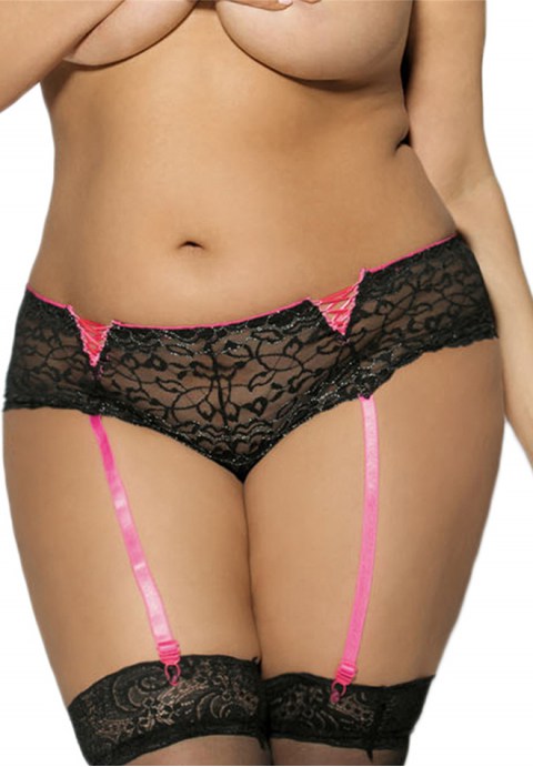 Plus size lace garter shorts
