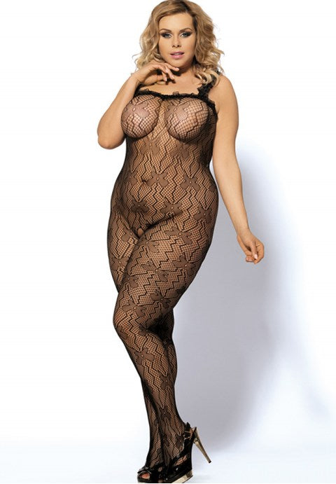 Plus Size Black Lace Bodystocking
