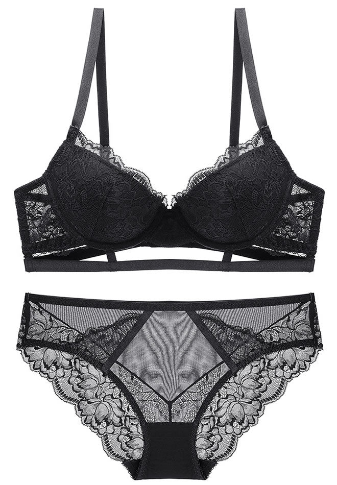 Lace Underwire Bra & Thong Set - Classic