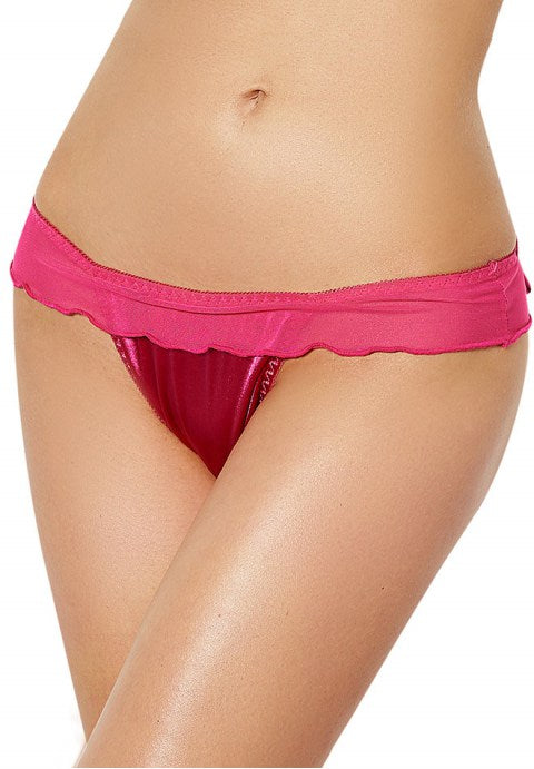 Plus Size Rose Mesh Big Bow Ruffle Thong