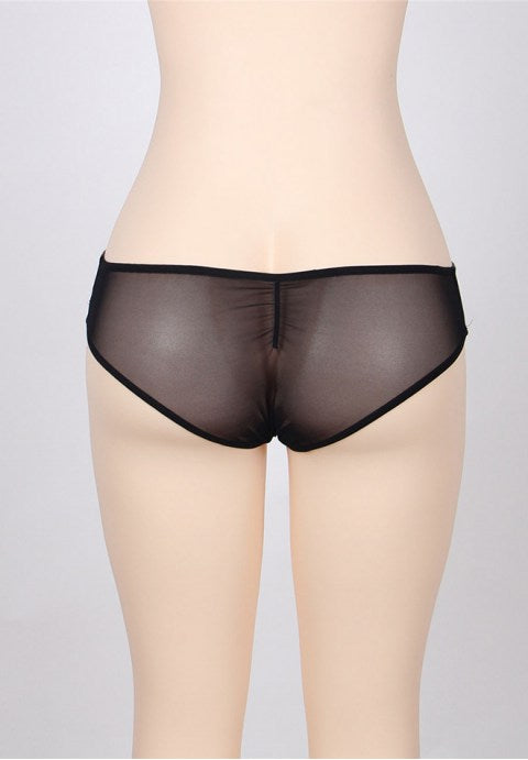 Plus Size Black Faux Leather Zip Panty