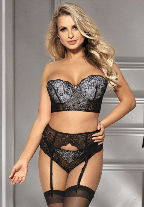 Plus Size Black 3-Piece Delicate Lace Bra Set